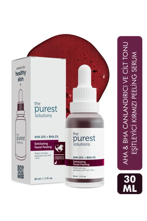 The Purest Solutions AHA & BHA شادابکننده و یکدستکننده رنگ پوست قرمز