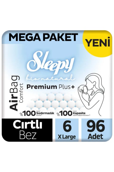 Sleepy Bio Natural Premium Plus Airbag Comfort بسته بزرگ پوشک نوزاد سایز ۶