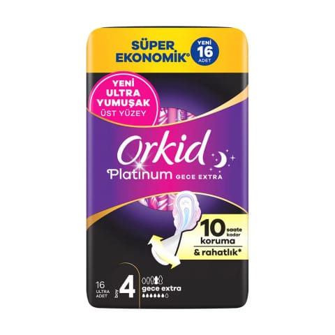 نوار بهداشتی شبانه اکسترا Orkid Platinum چهارلایه بسته ۱۶ عددی