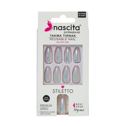 Nascita ناخن مصنوعی هولوگرام S197 ست ۲۴ عددی