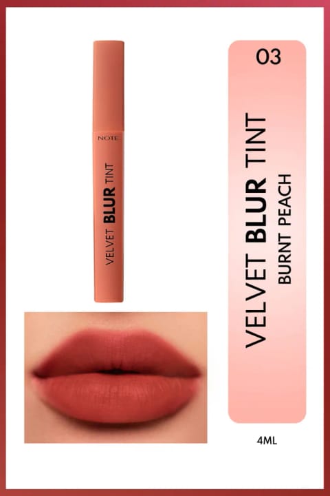 NOTE Velvet Blur Tint رژ لب مات مرطوبکننده با پایانی مخملی - 03 Burnt Peach