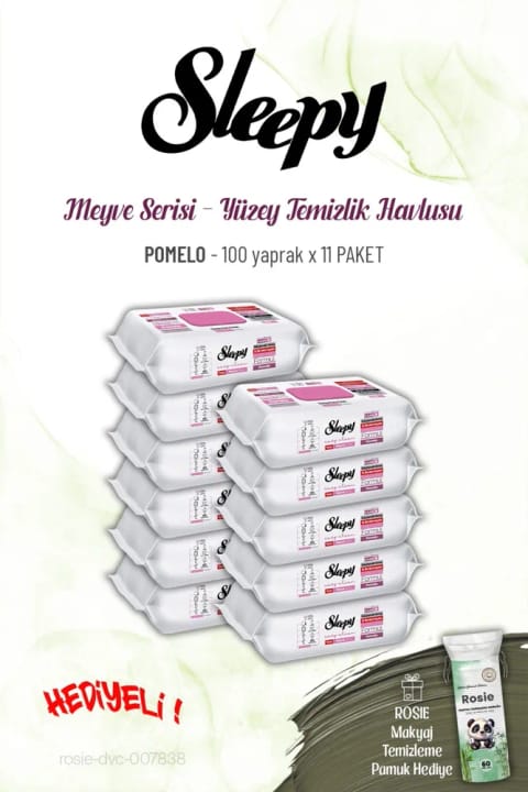 Sleepy دستمال تمیزکننده سطح پوملو 100 برگ، بسته 11 عددی و ROSIE