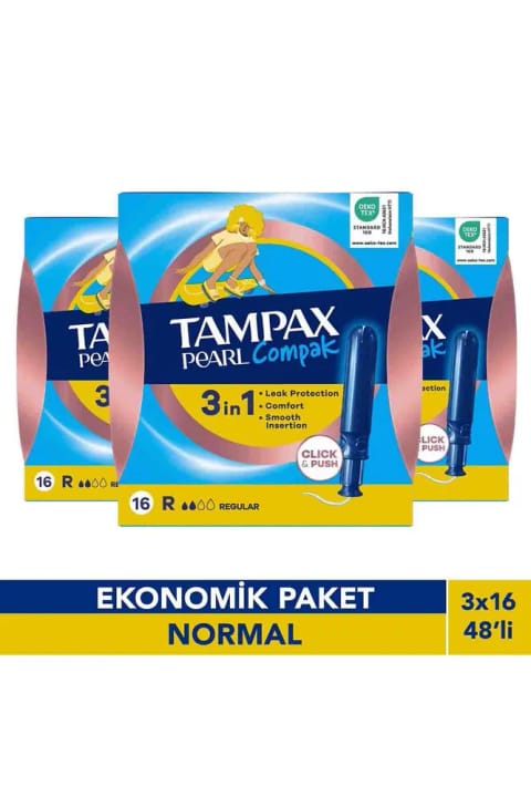 TAMPAX تامپون پرل کامپکت نرمال ۱۶ عددی ×۳