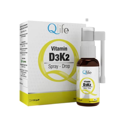 Qlife D3 + K2 Vitamini اسپری و قطره مکمل غذایی ۲۰ میلیلیتر