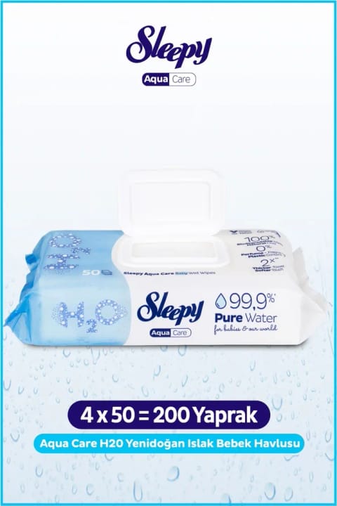 Sleepy AquaCare H2O دستمال مرطوب نوزاد ۴×۵۰