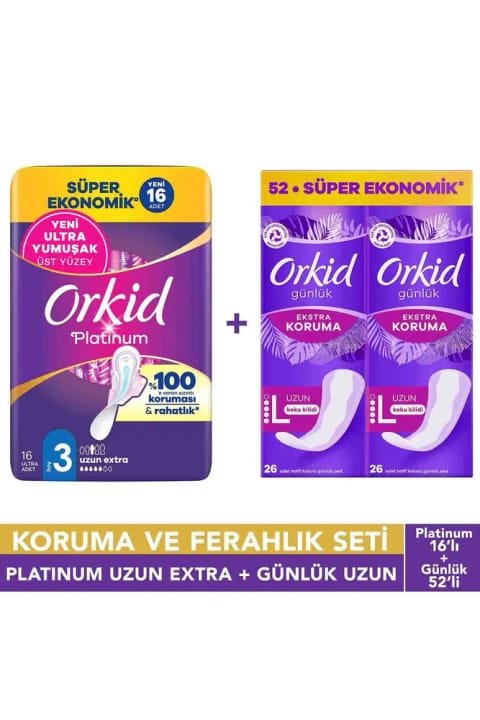 Orkid Platinum Uzun Extra (سایز 3) 16 عدد بسته فوق اقتصادی نوار بهداشتی + روزانه