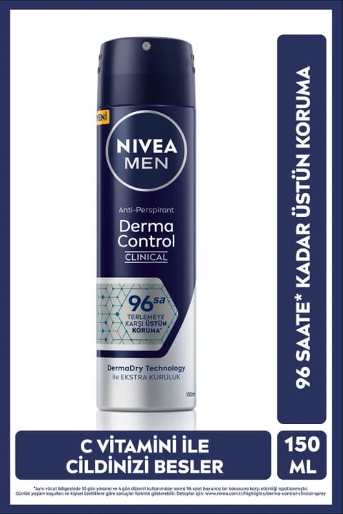 NIVEA MEN دئودورانت اسپری درما کنترل کلینیکال ۱۵۰ میلی‌لیتر