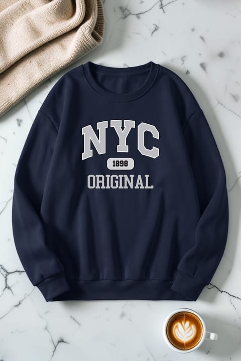 سویشرت یقه گرد چاپ NYC اورجینال یونیسکس uyguntarz
