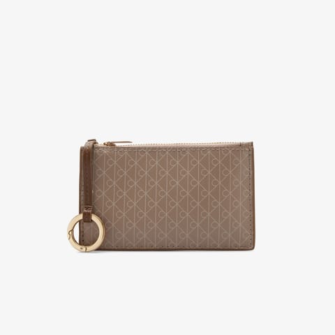 کیف کارت زنانه کرم Calvin Klein Emblem Zip