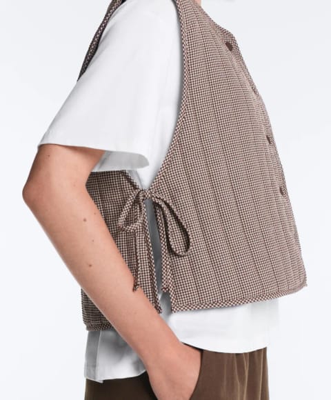 جلیقه لحافی چهارخانه Gingham