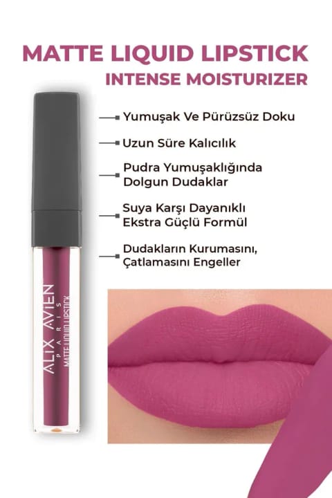 Alix Avien رژ لب مایع مات بلند ماندگار با بافت مخملی و بدون خشکی — 517 Sweet Plum
