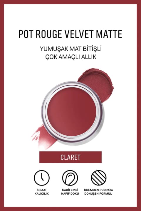 بوبی براون Pot Rouge Velvet Matte - رژگونه و رژ لب کرمی مات چندمنظوره — Claret