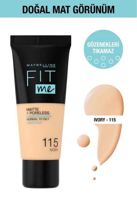 Maybelline New York Fit Me Matte Poreless کرم پودر - 115 Ivory