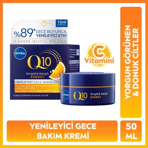 Nivea Q10 Energy C Vitamini کرم شب ضد چین و مرطوب‌کننده 50 میلی‌لیتر