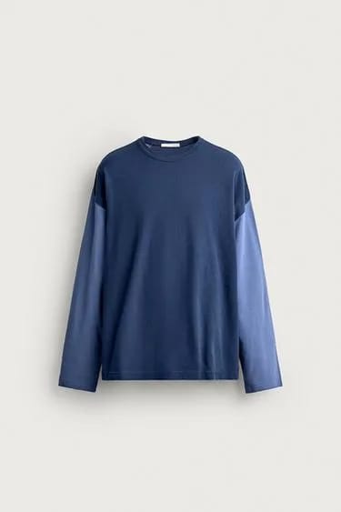 تی‌شرت آستین‌بلند بلوکی رنگی Zara