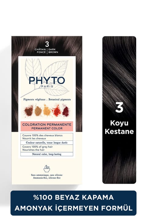 رنگ موی گیاهی دائمی Phyto Color بدون آمونیاک با ترکیبات طبیعی ۳ قهوهای تیره