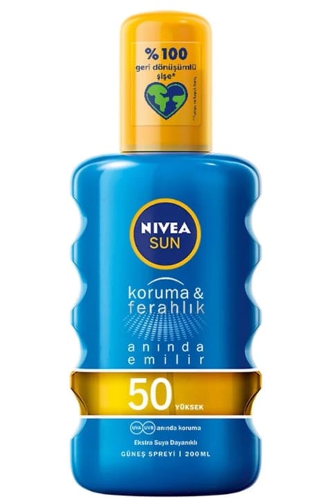 NIVEA محافظت و طراوت اسپری آفتاب با SPF 50 حجم ۲۰۰ میلیلیتر