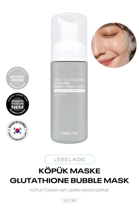 LEBELAGE ماسک فومی روشنکننده حاوی Glutathione Truly Glutathione 10 Second...