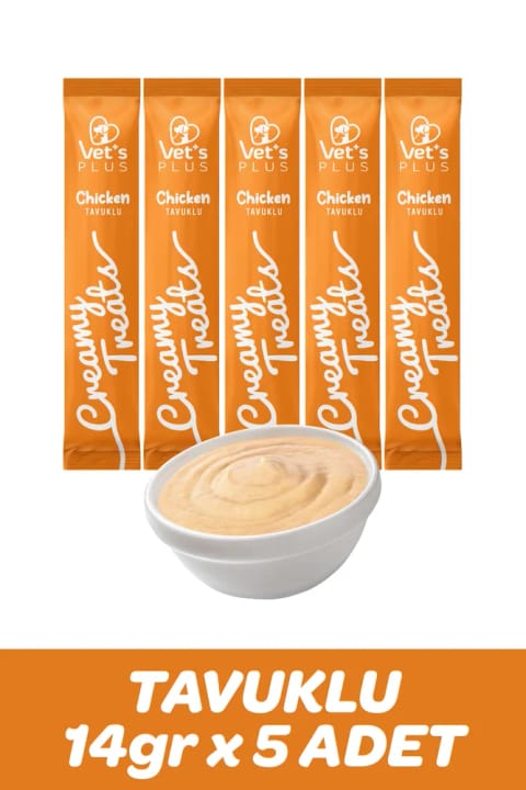 Vet's Plus خامه مرغ تشویقی گربه 5×14 گرم