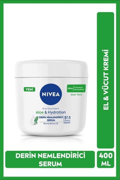 NIVEA کرم دست و بدن آلوئه ورا 5 در 1 با 400 میلیلیتر، مرطوبکننده 48 ساعته