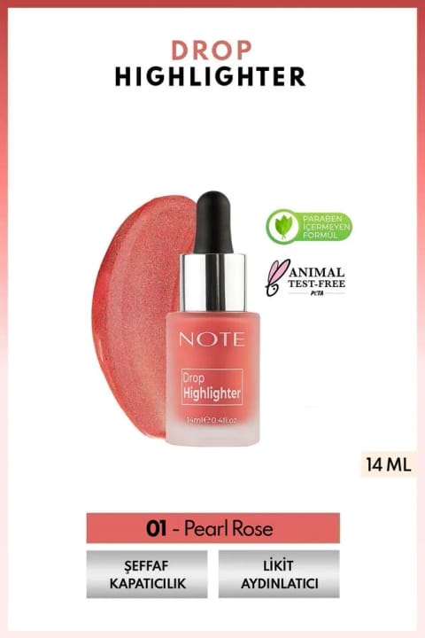 هایلایتر مایع درخشان NOTE Drop - 01 Pearl Rose
