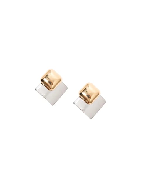 گوشواره مربعی دو تکه دورنگ - Gold/Silver