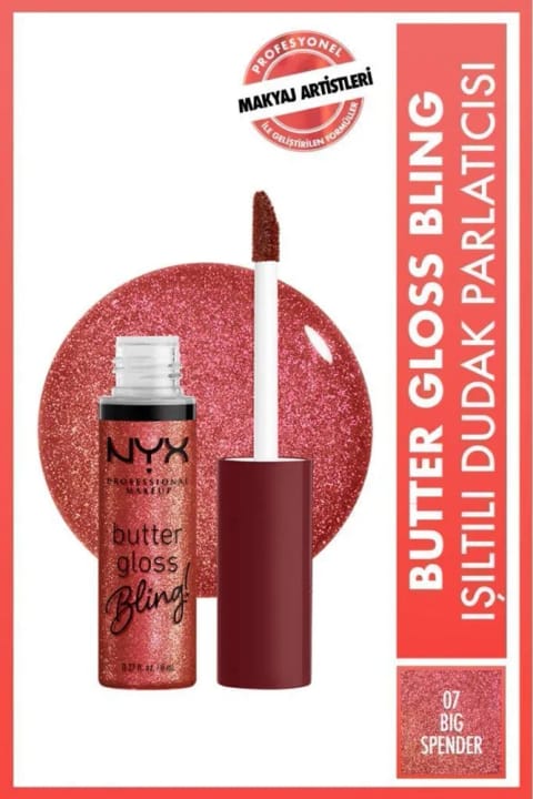 NYX Professional Makeup Butter Gloss Bling براقکننده لب درخشان - 07 Bi...