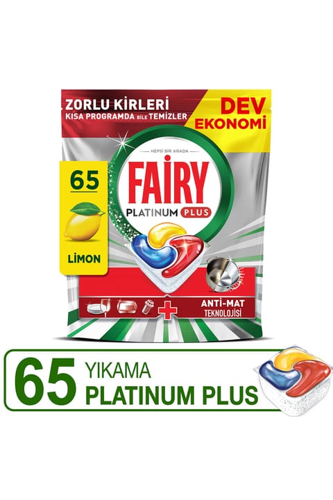 قرص ماشین ظرفشویی Fairy Platinum Plus همه کاره، لیمو، 65 عددی
