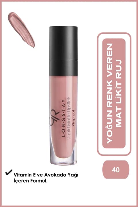 رژ لب مایع مات ماندگار Golden Rose Longstay شماره 40 - بدون پخش‌شدگی