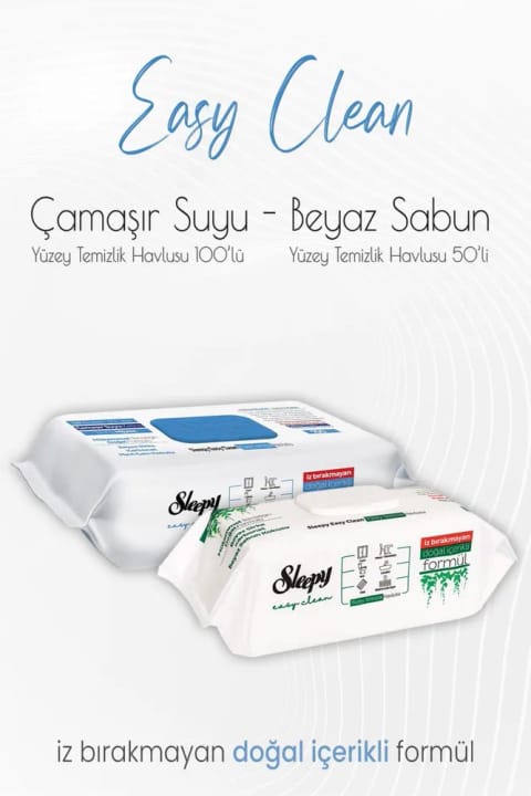 Sleepy Easy Clean دستمال تمیزکننده سطوح ۵۰ عددی و ۱۰۰ عددی با افزودنی وایتکس