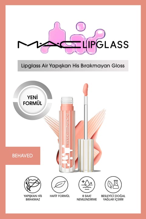 M.A.C Lipglass Air برق لب بدون حس چسبندگی - BEHAVED