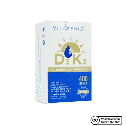 ویتافنیکس ویتامین D3 K2 و روغن تخم کدو ۲۰ میلیلیتر