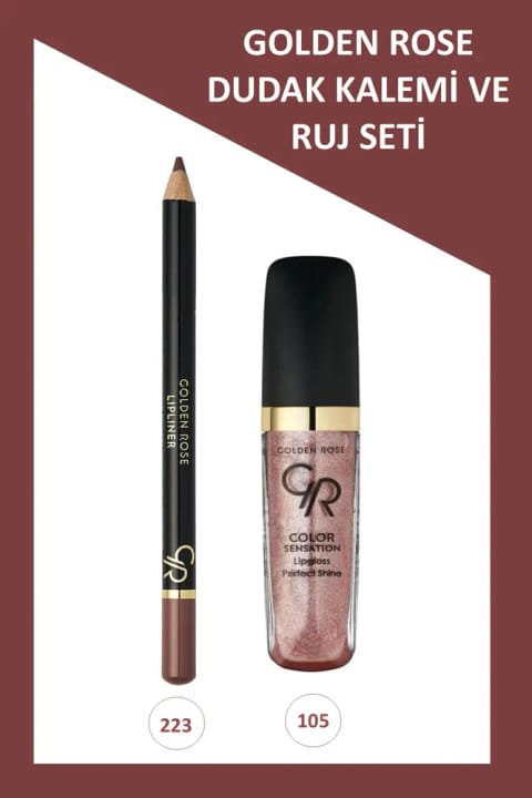 Golden Rose Color Sensation رژ لب مایع شماره 105 & مداد لب شماره 223