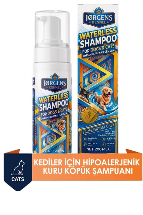 Jorgens Kennel Hipoalerjenik Tüy Döken Kediler İçin Susuz Köpük Kuru Şampuan