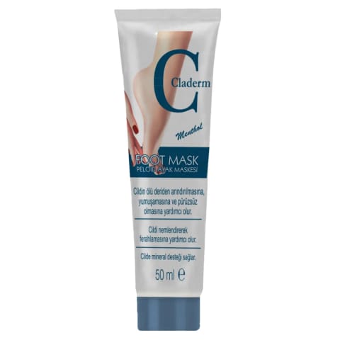 Claderm ماسک پا با خاک رس و منتول ۵۰ میلی‌لیتر