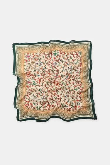 شال ابریشم مخلوط طرح گل‌دار