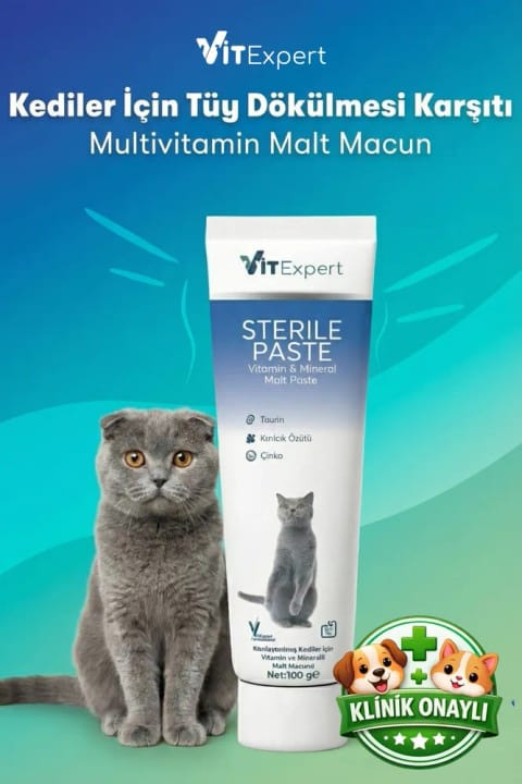 مکمل خمیری ویتکسپرت مخصوص گربه عقیمشده با مولتیویتامین، مواد معدنی و تورین، طعم کرنبری