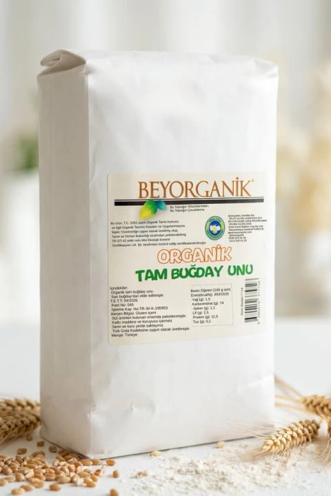 BEYORGANİK آرد کامل گندم ارگانیک 1 کیلوگرم (دارای آنالیز سموم و آفلاتوکسین)
