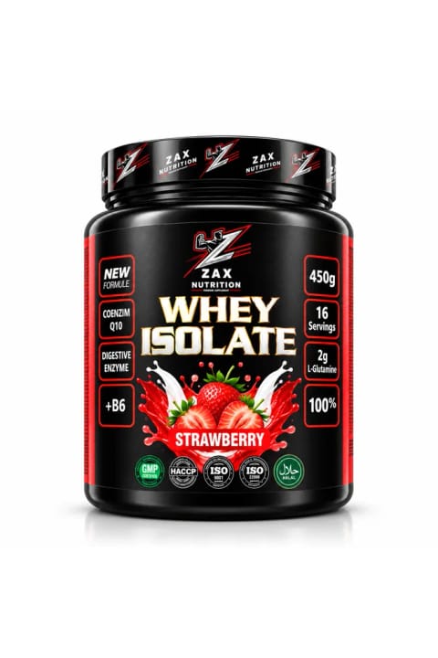 مکمل Whey Isolate طعم توت‌فرنگی zax nutrition 450 گرم (حاوی Vitamin B6)
