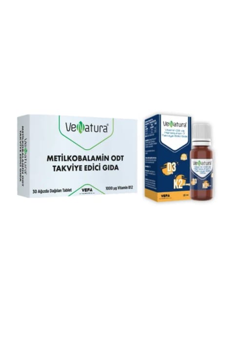 قرص جوشان B12 متیل کوبالامین VeNatura + قطره D3 و K2