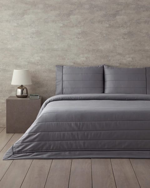 ست روتختی Valery پنبه ساتن کاپیتونه King Size ۲۴۰×۲۶۰ سانتی‌متر خاکستری تیره