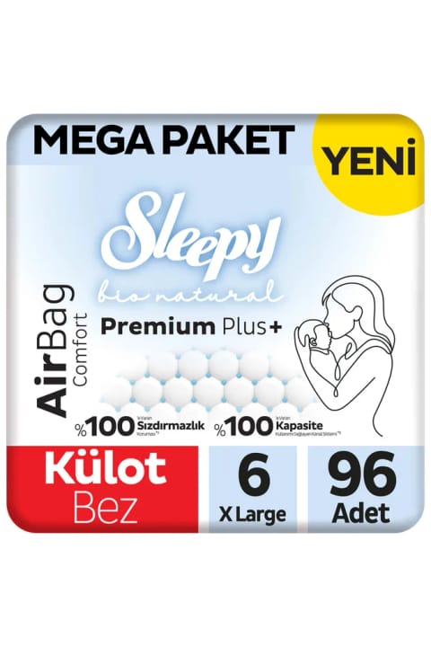 شورت مخصوص نوزاد Sleepy Bio Natural Premium Plus Airbag Comfort سایز 5 بسته اقتصادی — 6 Xlarge 96