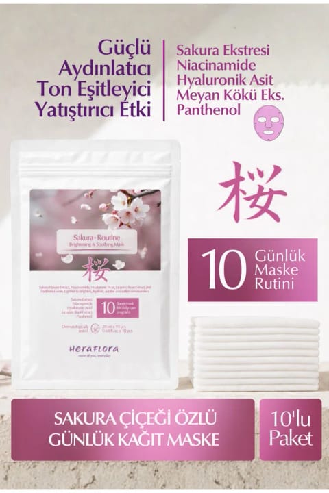 Heraflora Sakura Özlü Aydınlatıcı Nemlendirici ve Yatıştırıcı Günlük 10'lu Ka...