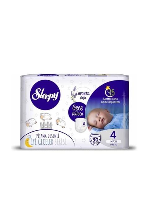 شلوارک بچه Sleepy شب با روغن اسطوخودوس سایز ۴ ماکسی ۷-۱۶ کیلوگرم ۳۰ عددی