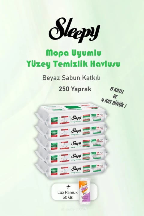 Sleepy 250 برگ حوله تمیزکننده کف سفید صابونی و پنبه