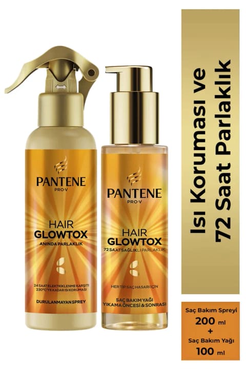 Pantene ست روغن مو Glowtox و اسپری بدون آبکشی