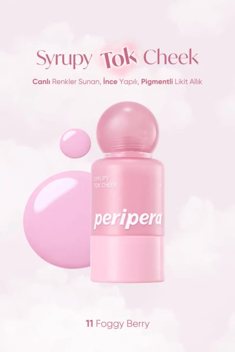 PERIPERA رژگونه مایع سبک با بافت یکپارچه با پوست، پیگمنته Syrupy Tok Che... — 11 Foggy Berry