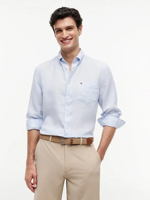 Tommy Hilfiger پیراهن کتان رنگ‌پاشی مردانه