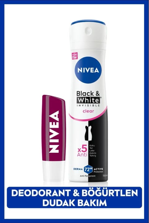 NIVEA بوغورتلن رنگی مرطوبکننده بالم لب و دئودورانت اسپری زنانه