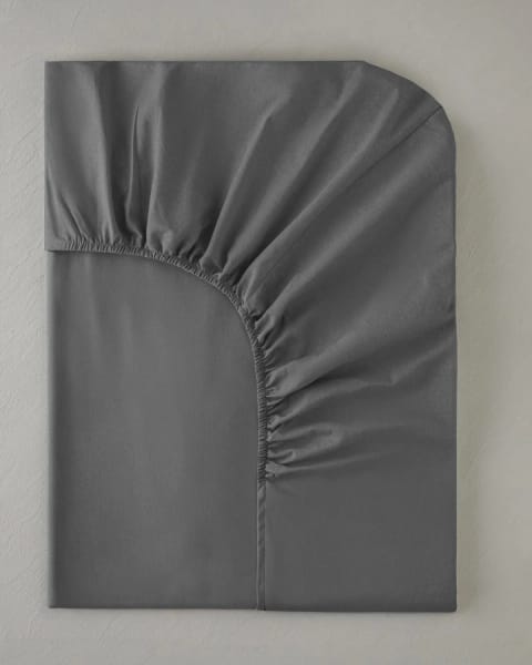 ملحفه کشدار تک نفره پلاس Pure Pamuk سایز 120x200 سانتی‌متر رنگ آنتراسیت